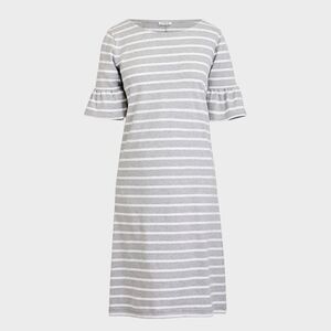 J. Crew Striped Gray White Casual Ruffle sleeves Shirt Dress, Size L